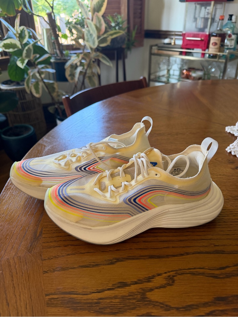 APL Cream Athletic Sneakers with Multicolor Stripe Accents